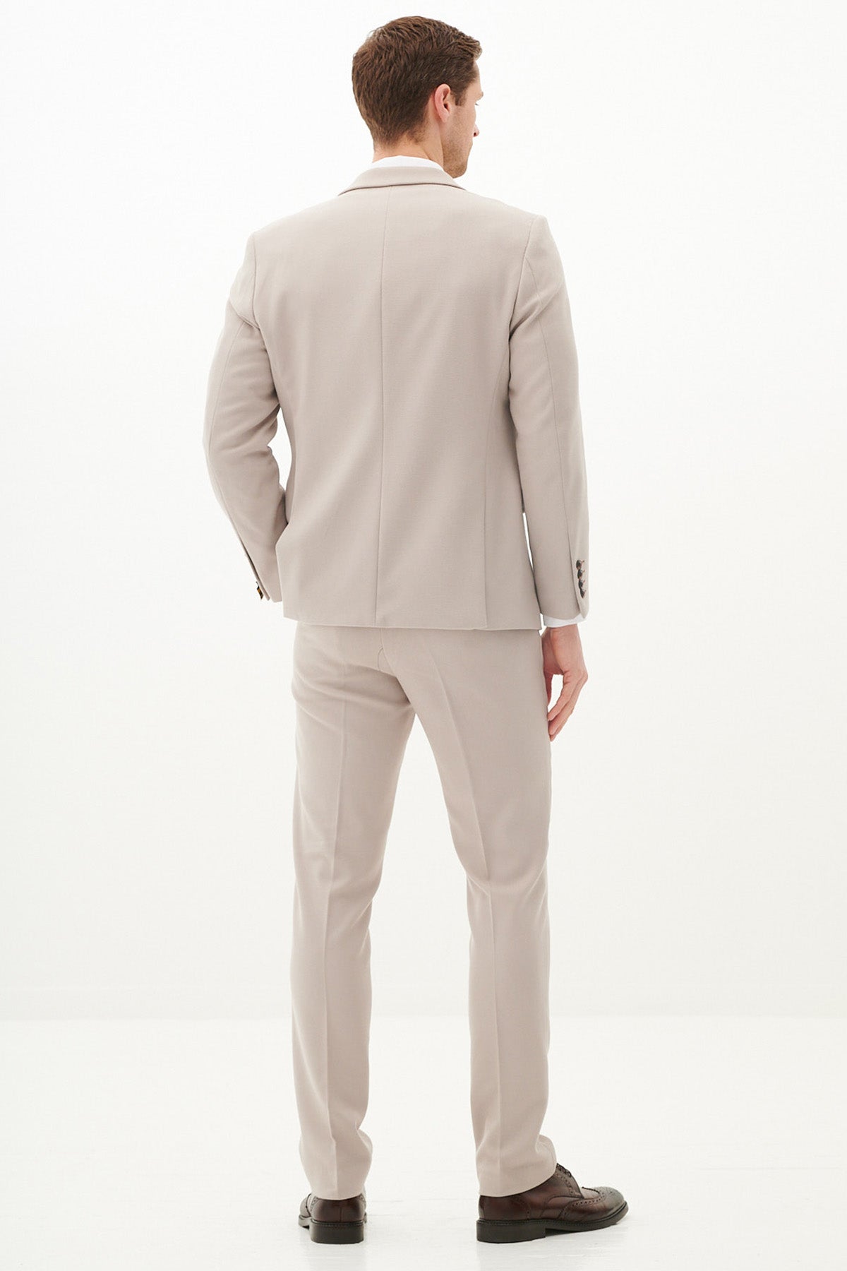 HM5 Stone Tailored Two-Piece Suit for Men - Slim Fit Business Blazer & Pants Set - Perfect for Office, Weddings & Formal Events