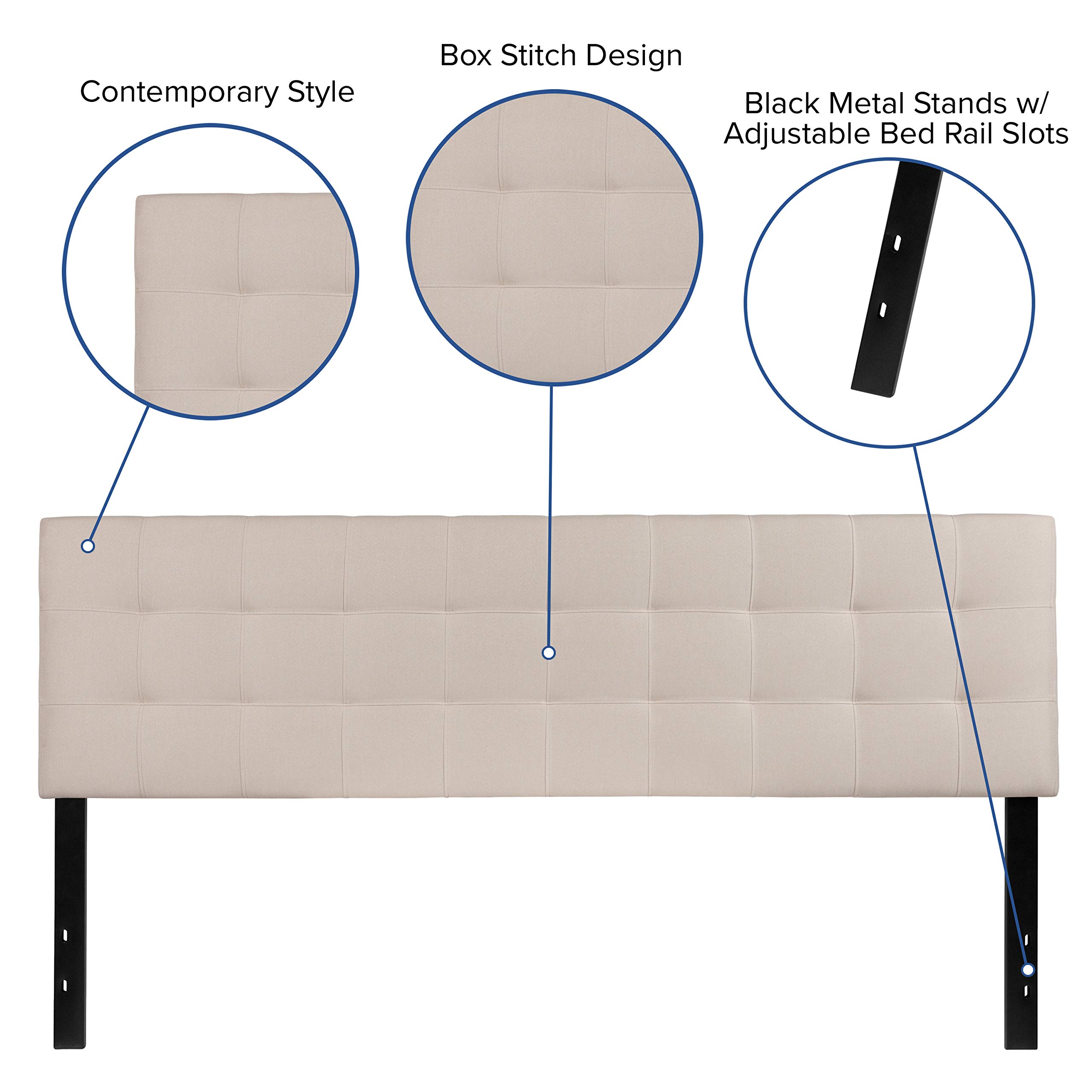 Flash Furniture Bedford Tufted Upholstered King Size Headboard - Beige Fabric Upholstery for Bedroom Decor & Luxury Master Suite Upgrade