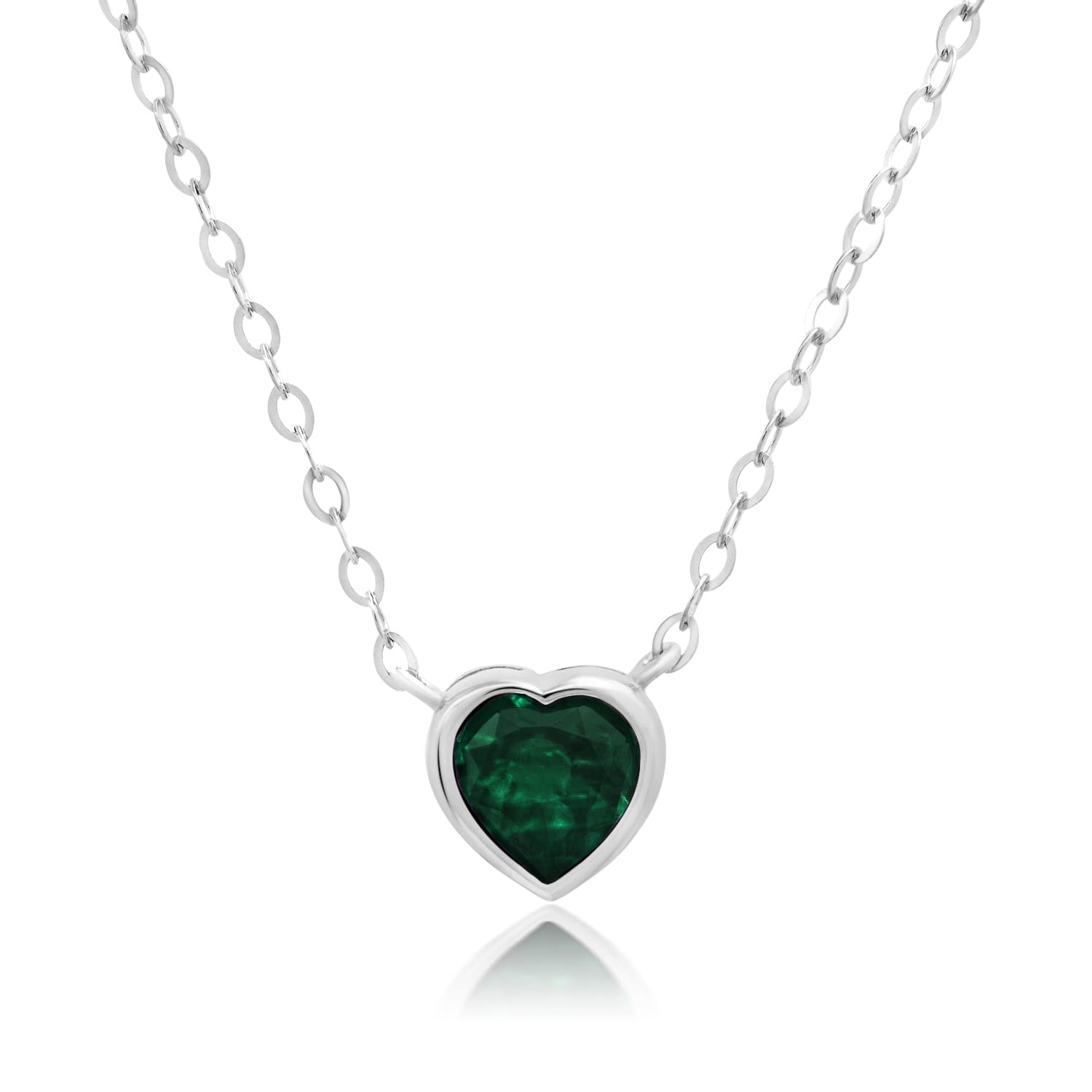 14K Solid Gold Heart Pendant Necklace for Women - Genuine Birthstone Bezel Set, 5mm Spring Ring Clasp (Yellow/White Gold) | Elegant Gift for Valentine's Day, Anniversary & Mother's Day Jewelry