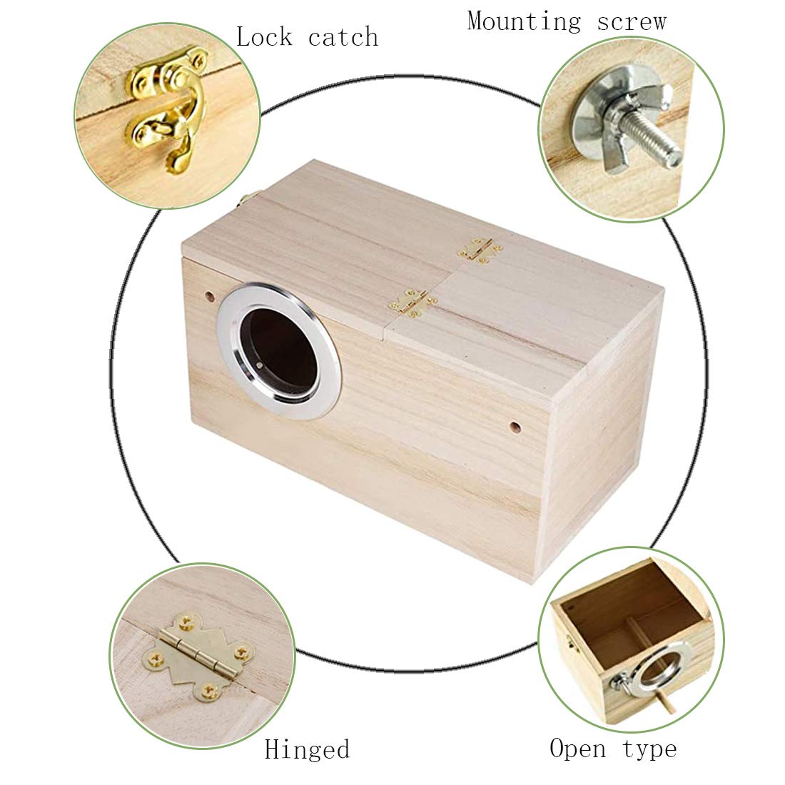 Premium Wooden Parakeet Nesting Box - Safe & Comfortable Bird House for Lovebirds, Budgies, Finches, Cockatoos, Canaries & Medium Birds | Perfect for Breeding, Mating & Bird Watching in Your Home Aviary or Garden