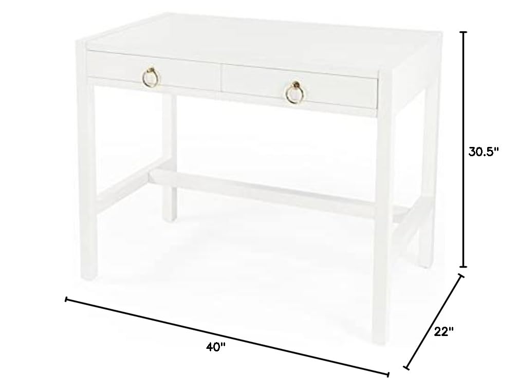White Beaumont Lane Wood Desk for Home Office & Study