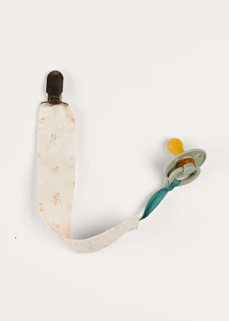 Esme Floral Dummy Clip in White - Stylish Baby Pacifier Holder for On-the-Go Parents | Perfect for Strollers, Car Seats & Diaper Bags