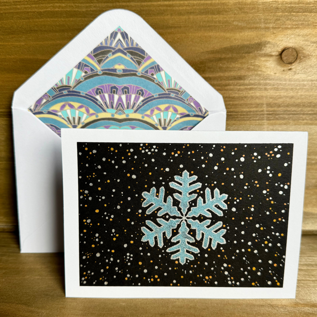 Festive Metallic Snowflake Holiday Greeting Card - Perfect for Christmas, New Year & Winter Celebrations