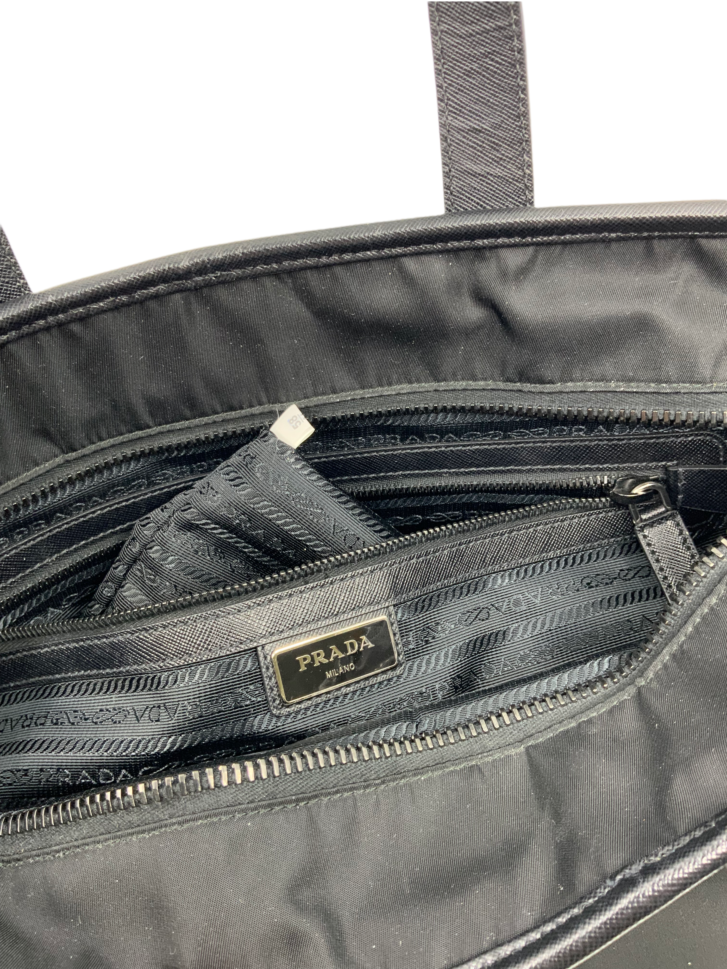 PRADA Re-Nylon Convertible Zip Tote Bag with Saffiano Leather Trim - Stylish Shopping Bag for Work, Travel & Everyday Use