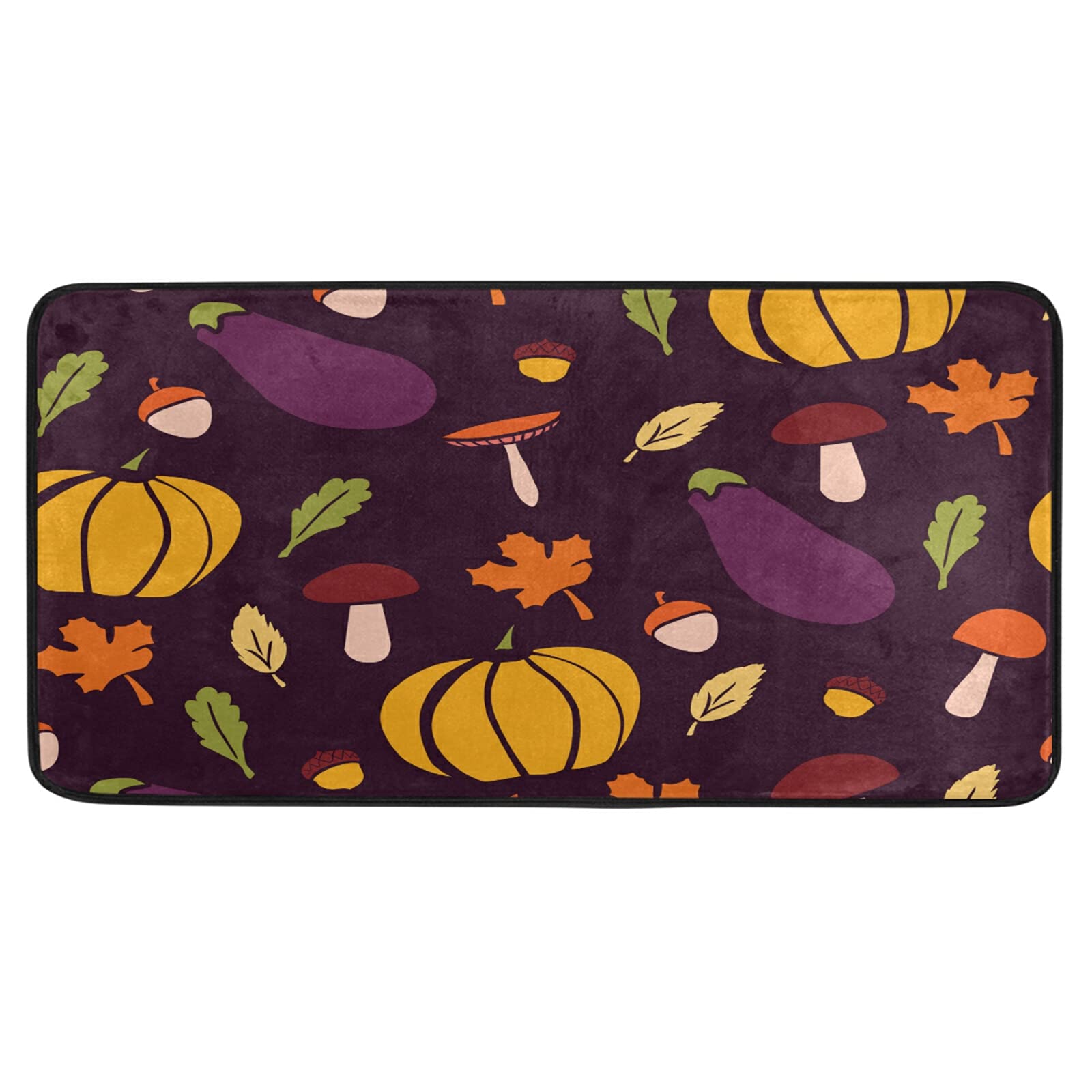 Non-Slip Washable Kitchen Rugs - Absorbent Fall Pumpkin Thanksgiving Floor Mats for Sink Area - Cushioned Farmhouse Style 39x20 Inch - Perfect for Kitchen, Bathroom & Entryway Decor