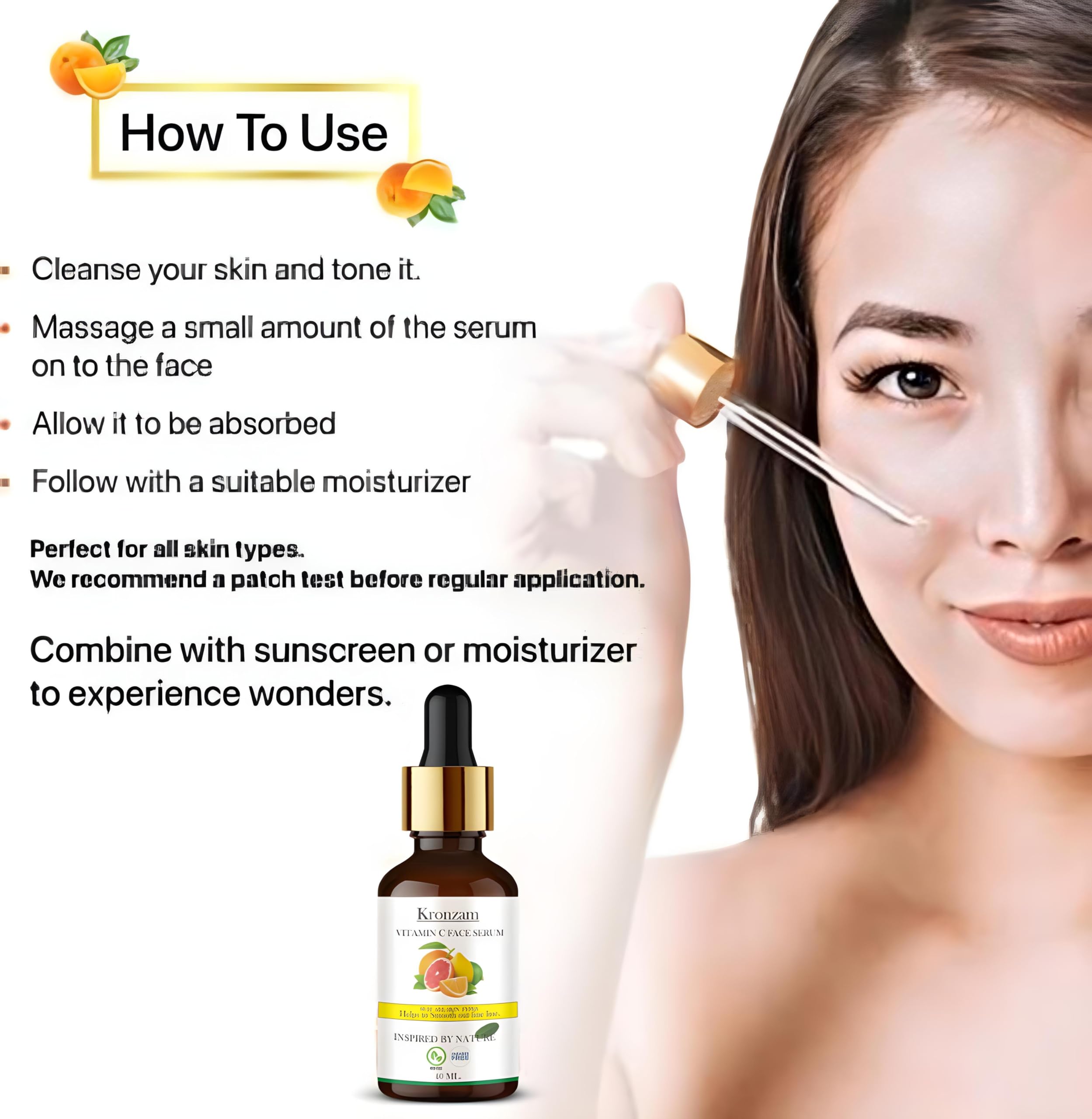 Kronzam Multi Vitamin Face Serum for Men & Women - Anti-Aging, Brightening & Hydrating Skincare for Day & Night Use