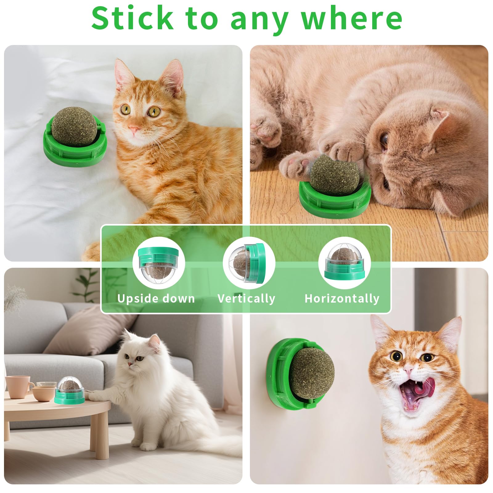 Organic Catnip Toys Balls 4-Pack - Natural Cat Energy Balls for Indoor Cats | Dental Chew Toys for Healthy Kitty Teeth | Perfect for Playtime & Stress Relief