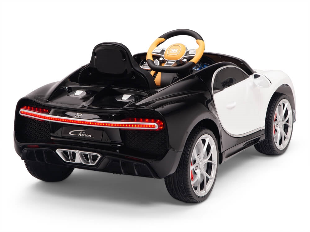 Bugatti Chiron 12V Kids Electric Ride-On Car with Remote Control - White & Black - Perfect for Outdoor Play & Birthday Gifts for Boys & Girls