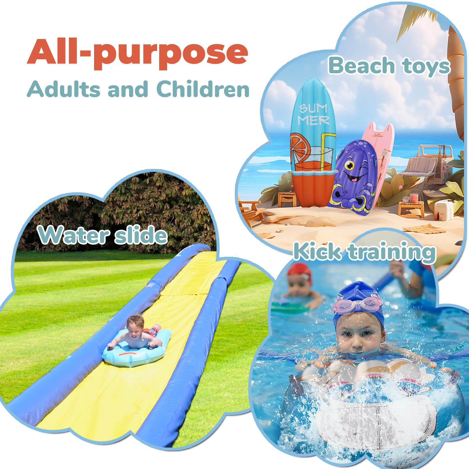 Best Inflatable Pool Float Board Kickboard for Kids Ages 3-12 - Durable Swim Training Aid & Fun Water Toy for Swimming Pools, Water Slides & Beach Vacations - Perfect Summer Outdoor Activity Gear