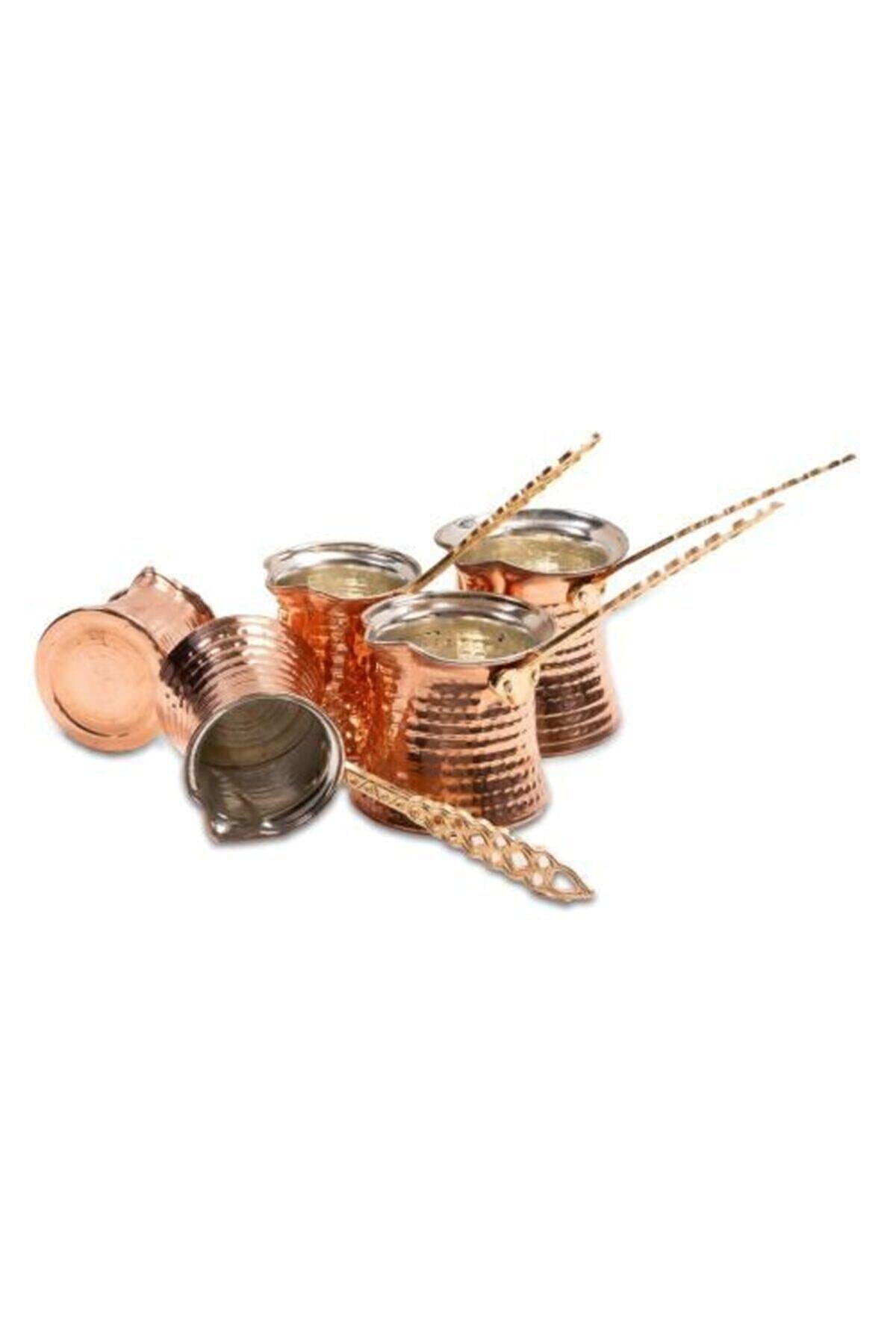 Authentic Turkish Coffee Pot Set - 5 Piece Hammered Copper Cezve for Greek & Arabic Coffee - Stovetop Espresso Maker - Perfect for Home Brewing, Gifts & Traditional Coffee Ceremonies