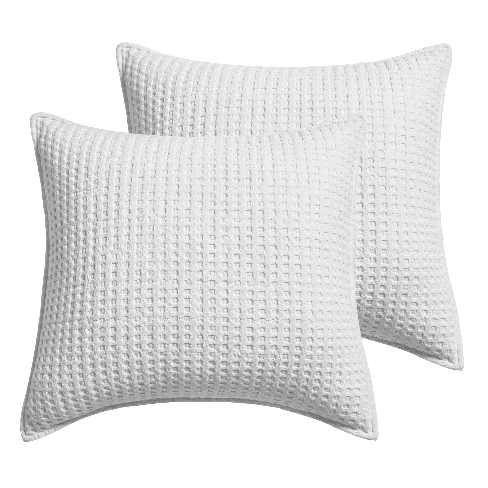 Levtex Home Mills Waffle Euro Sham Pillow Cover Set of 2 - 26x26 Inches Bright White Bedding - Perfect for Master Bedroom, Guest Room & Luxury Hotel Decor