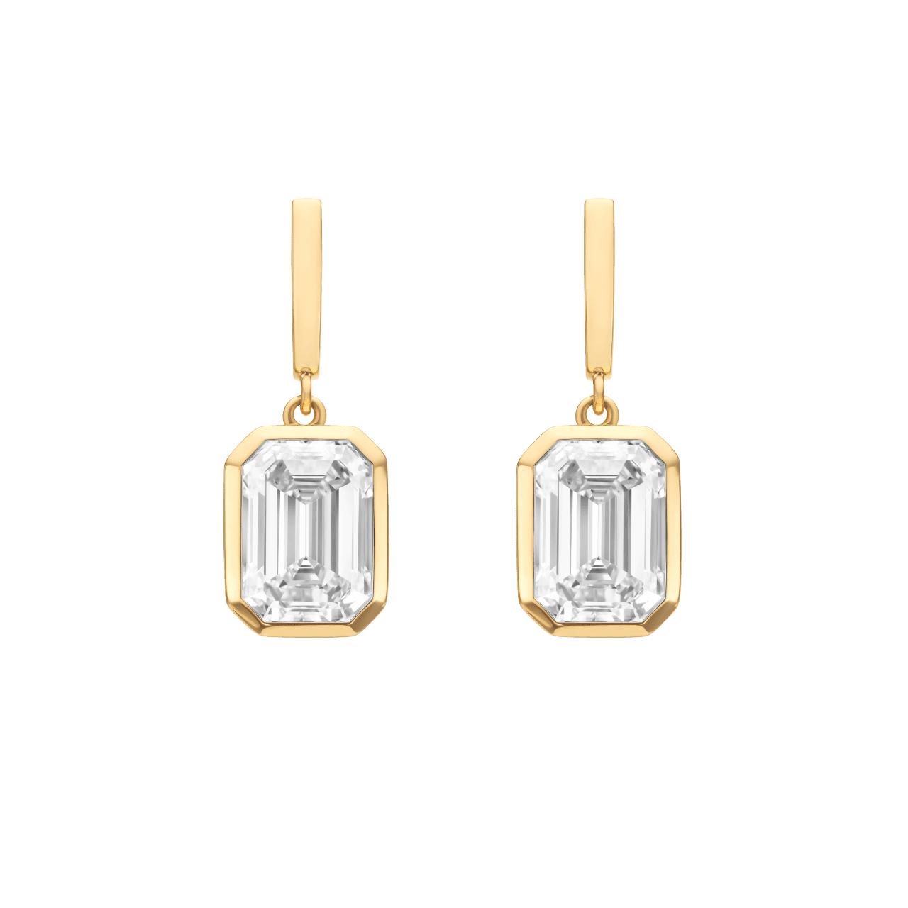 Exquisite Emerald Bezel Drop Earrings for Women - 925 Sterling Silver Dangle Earrings with Genuine Green Gemstones | Perfect for Weddings, Parties & Evening Events