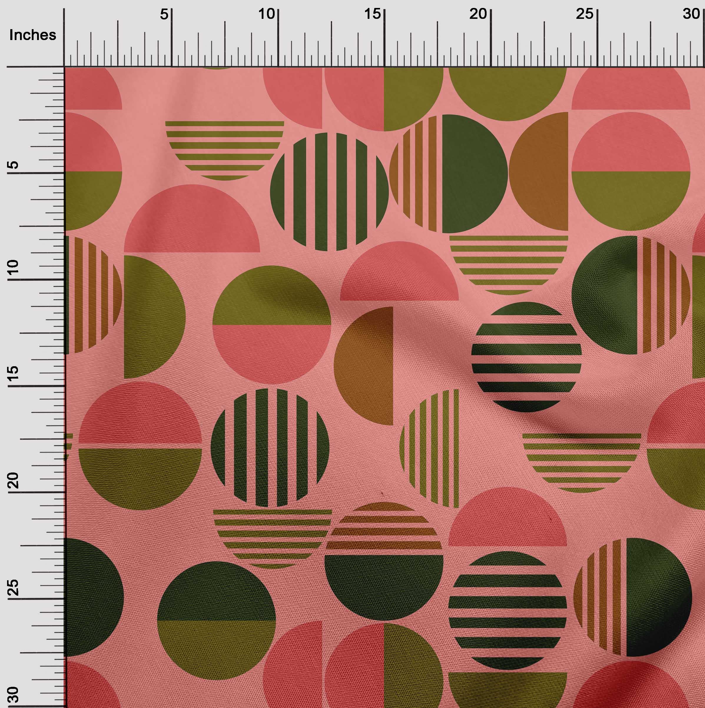 oneOone 100% Cotton Cambric Pink Geometric Print Fabric by The Yard - 42 Inch Wide Dress Material (343) | Perfect for DIY Dresses, Skirts & Home Decor Projects