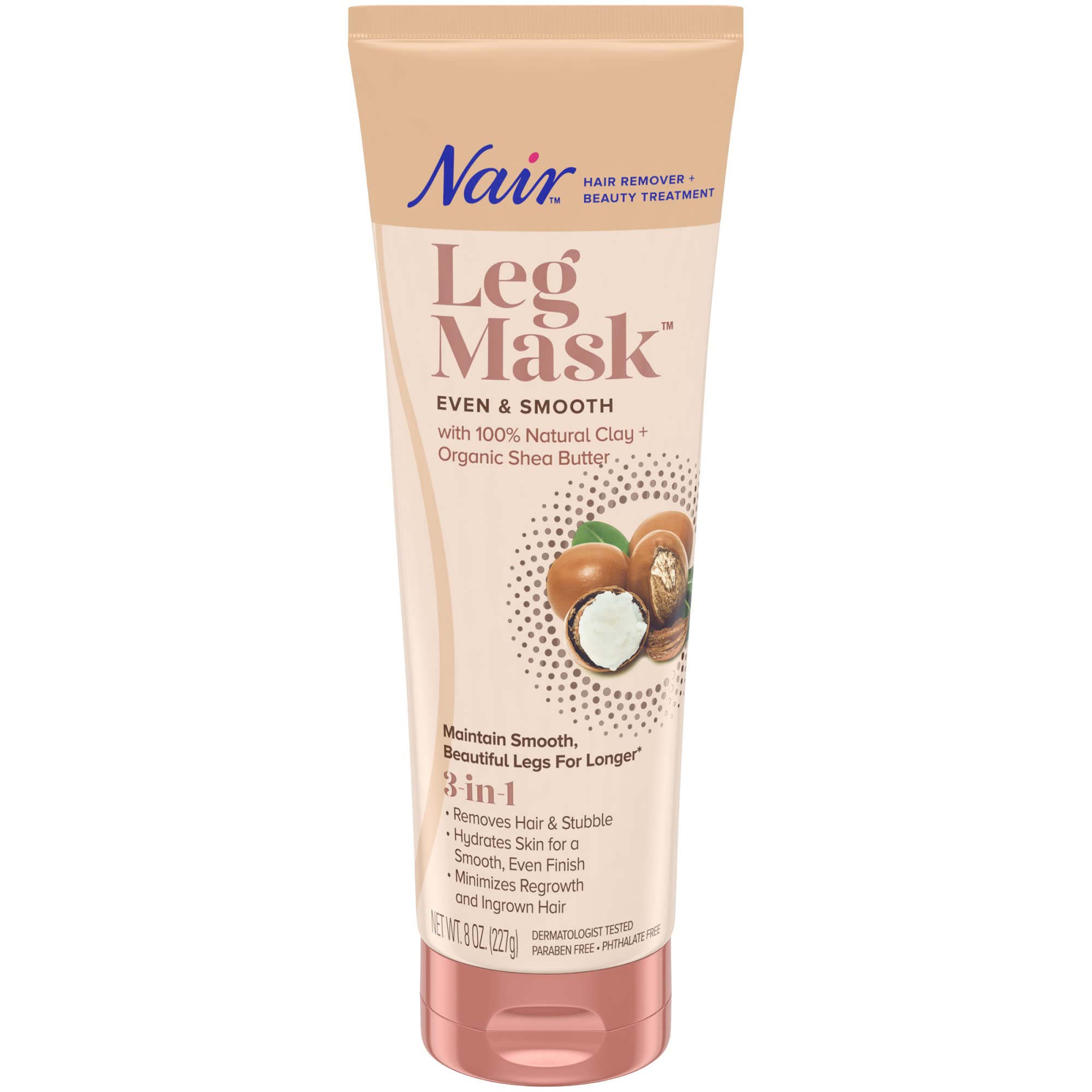 Nair Hair Remover & Beauty Treatment - Shea Butter Leg Mask for Smooth Skin (8.0oz) | Painless Hair Removal for Women, At-Home Spa Treatment, Post-Shave Care