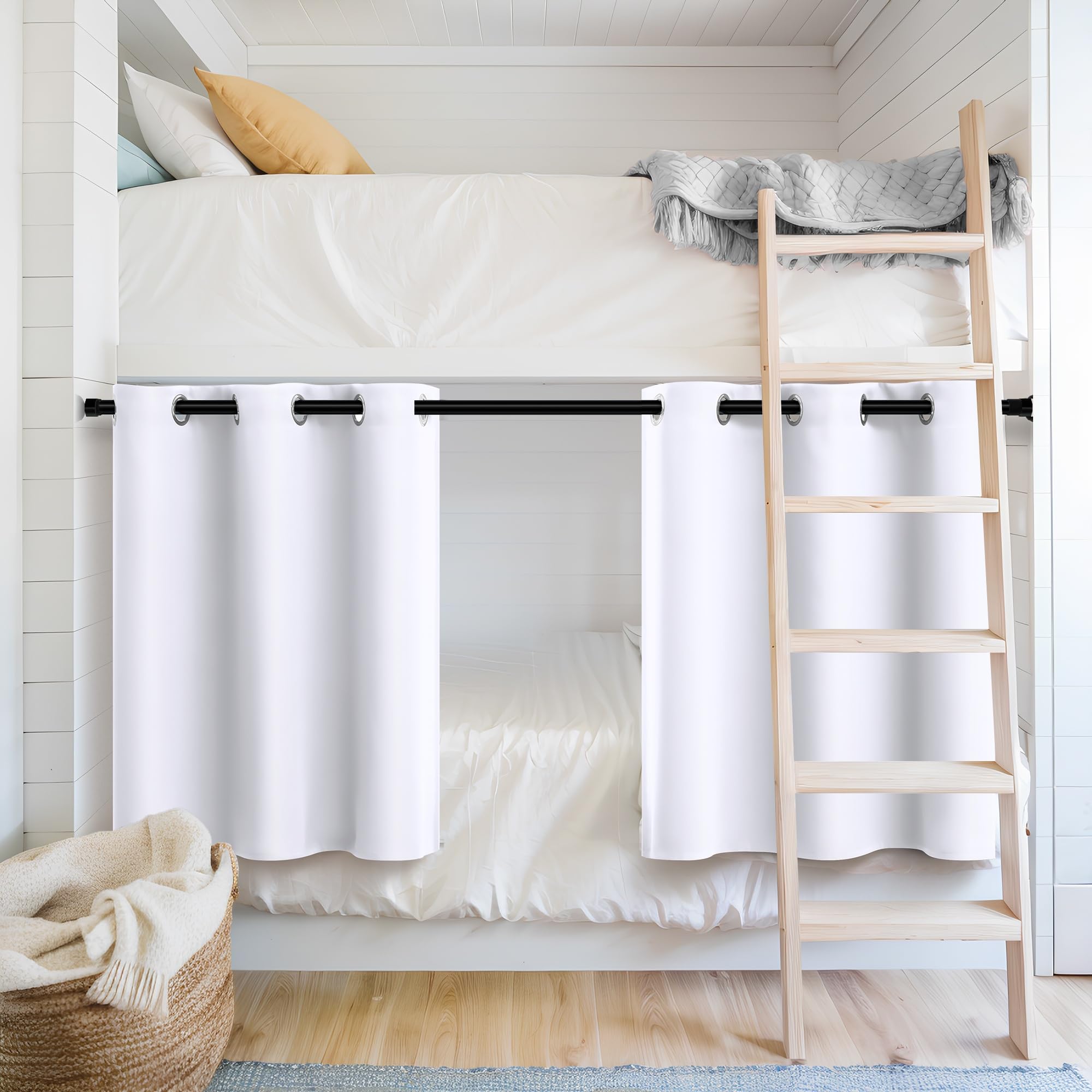 36 Inch Thermal Insulated White Grommet Curtains for Kitchen, Bedroom & Bathroom - Sunlight Blocking Short Drapes, 1 Pair - Perfect for Basement Windows, Small Tier Cabinets & Sun Protection