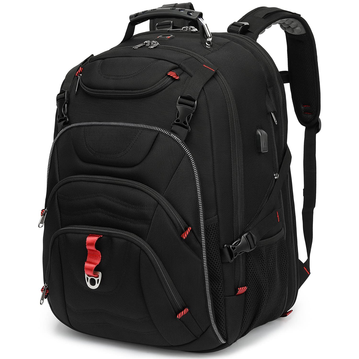 Boniyee Men's Laptop Backpack with USB Charging Port - Waterproof Travel Backpack for College, Work & Daily Commute - Durable Business Backpack for Men - Perfect Gift for Students & Professionals - Black - Ideal for Office, School & Air Travel
