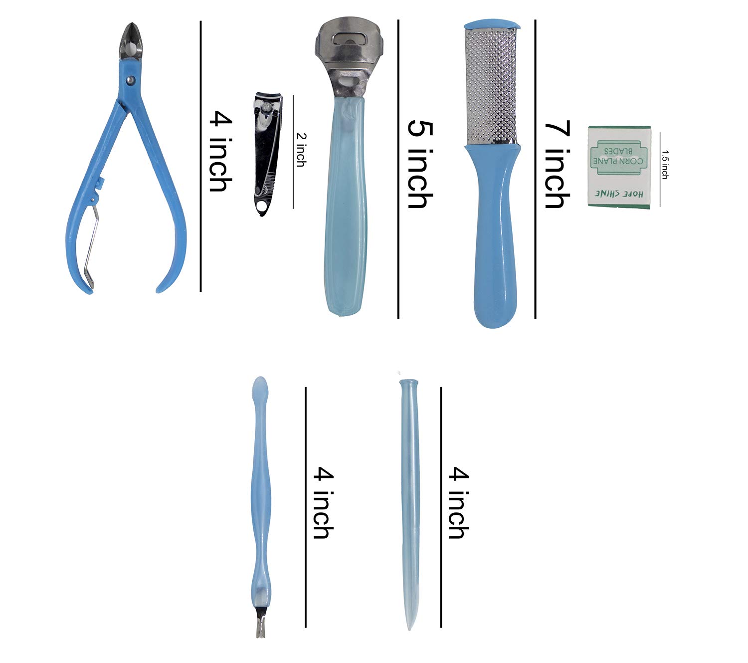 EKAN Professional Manicure & Pedicure Kit Set - 15-Piece Nail Care Tools for Home & Salon Use | Foot File, Cuticle Pusher, Nail Clippers, Tweezers (Blue) | Perfect for DIY Nail Care, Spa Treatments & Gift Giving