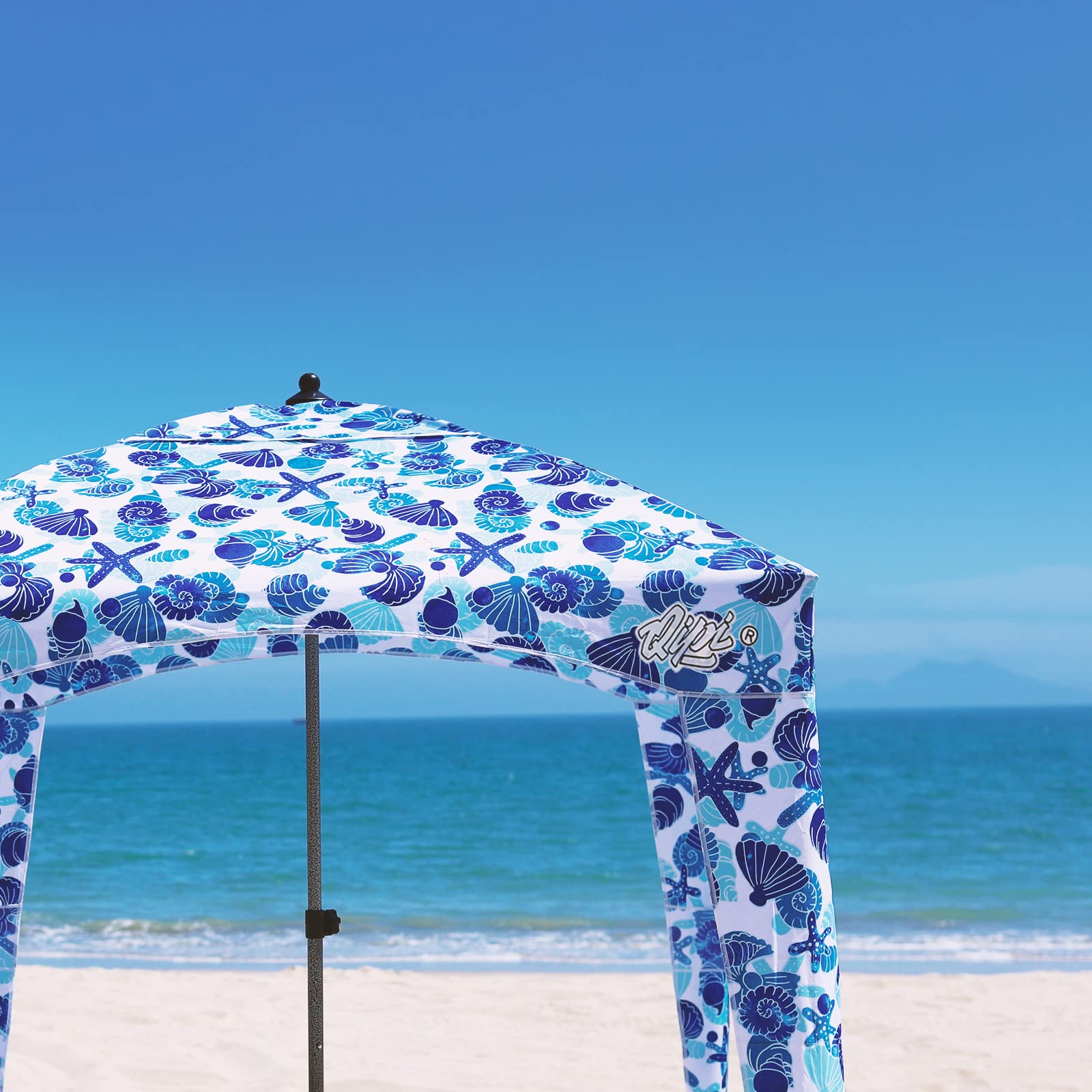 Qipi Beach Cabana - 6' x 6' Portable Sun Shelter with UPF 50+ UV Protection, Waterproof Canopy & Included Side Wall - Easy Setup Beach Tent for Family, Kids & Friends - Perfect for Beach Days, Pool Parties & Outdoor Adventures