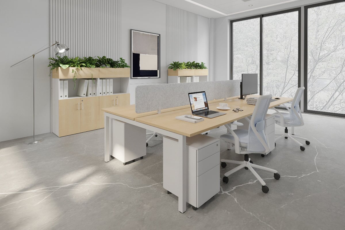 Quadro Square Legs 4-Person Office Workstation Desk - 1800mm x 700mm (71