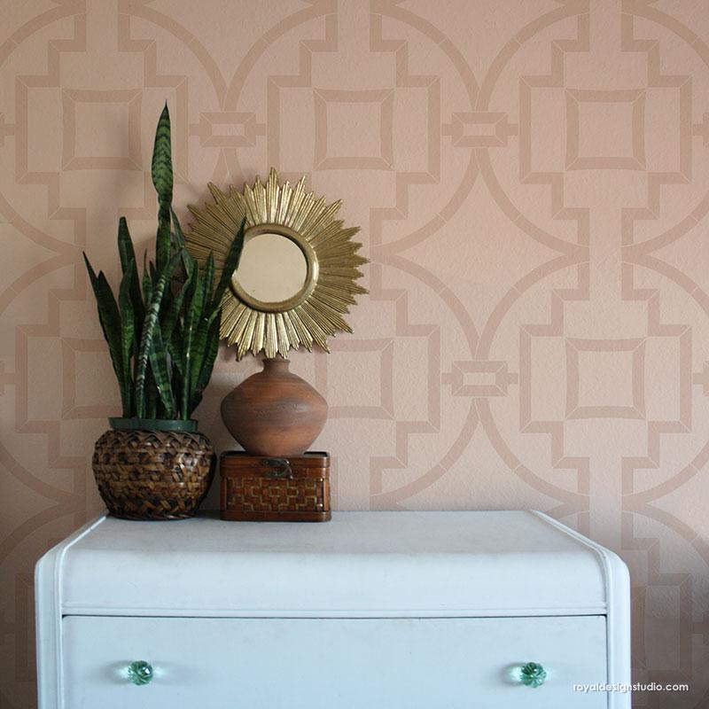 Midtown Trellis Wall Stencil - DIY Home Decor, Wall Painting Template for Indoor & Outdoor Use - Perfect for Living Room, Bedroom, and Garden Accent Walls