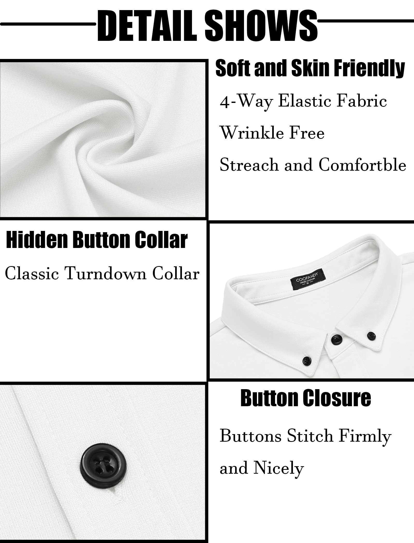 COOFANDY Men's Short Sleeve Casual Button Down Shark Shirts - Wrinkle Free, Stretch Dress Shirt for Summer - Perfect for Office, Beach & Outdoor Activities