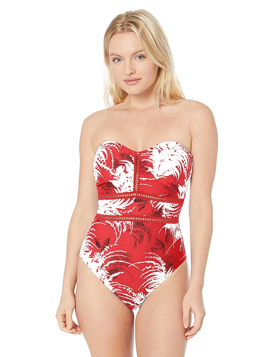 La Blanca Women's Bandeau One Piece Swimsuit - Sexy Solid Color Bathing Suit for Beach, Pool & Vacation | Tummy Control Swimwear with Adjustable Straps