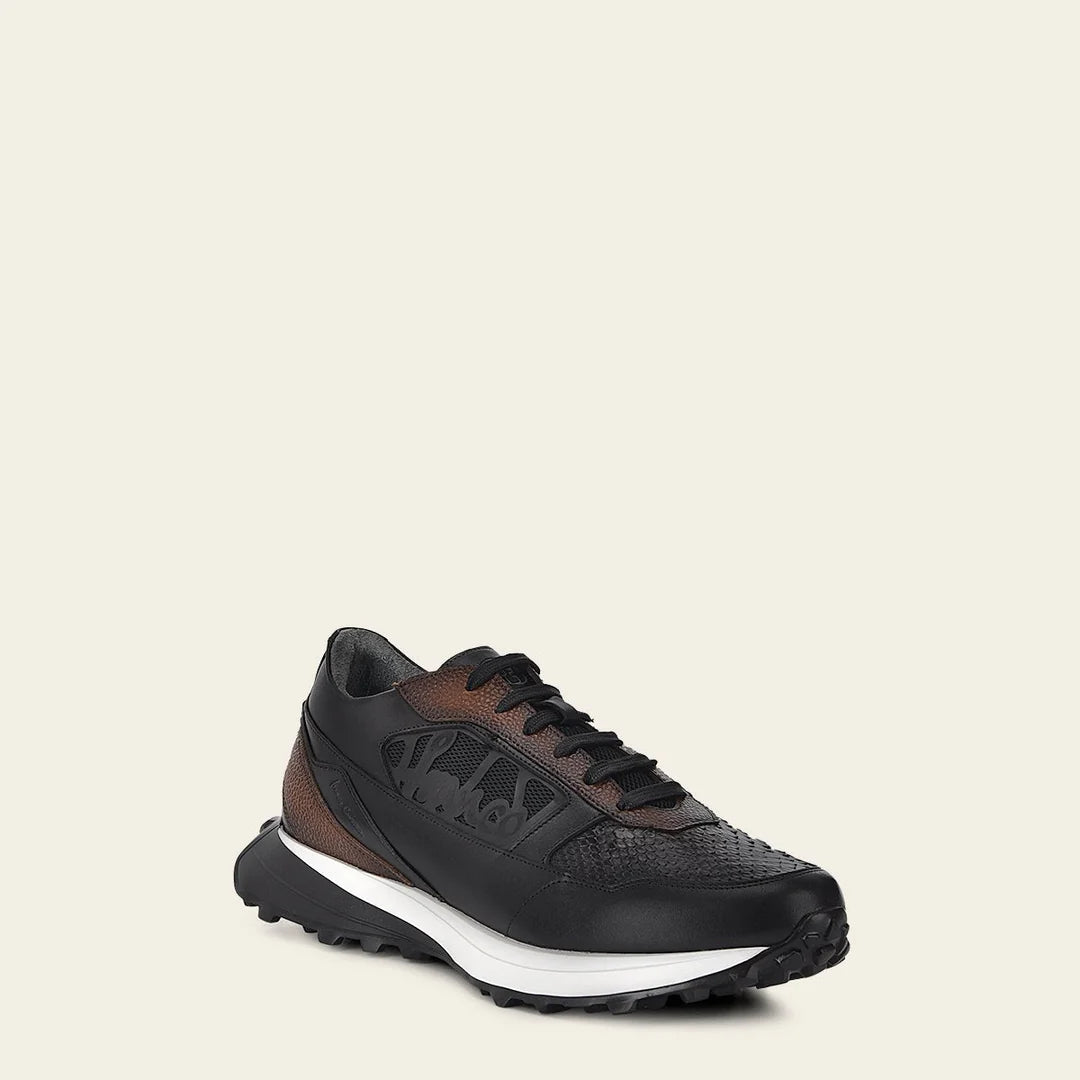 Franco Cuadra Men's Gray Casual Python Skin Sneakers - Stylish & Comfortable for Everyday Wear, Street Fashion & Outdoor Activities