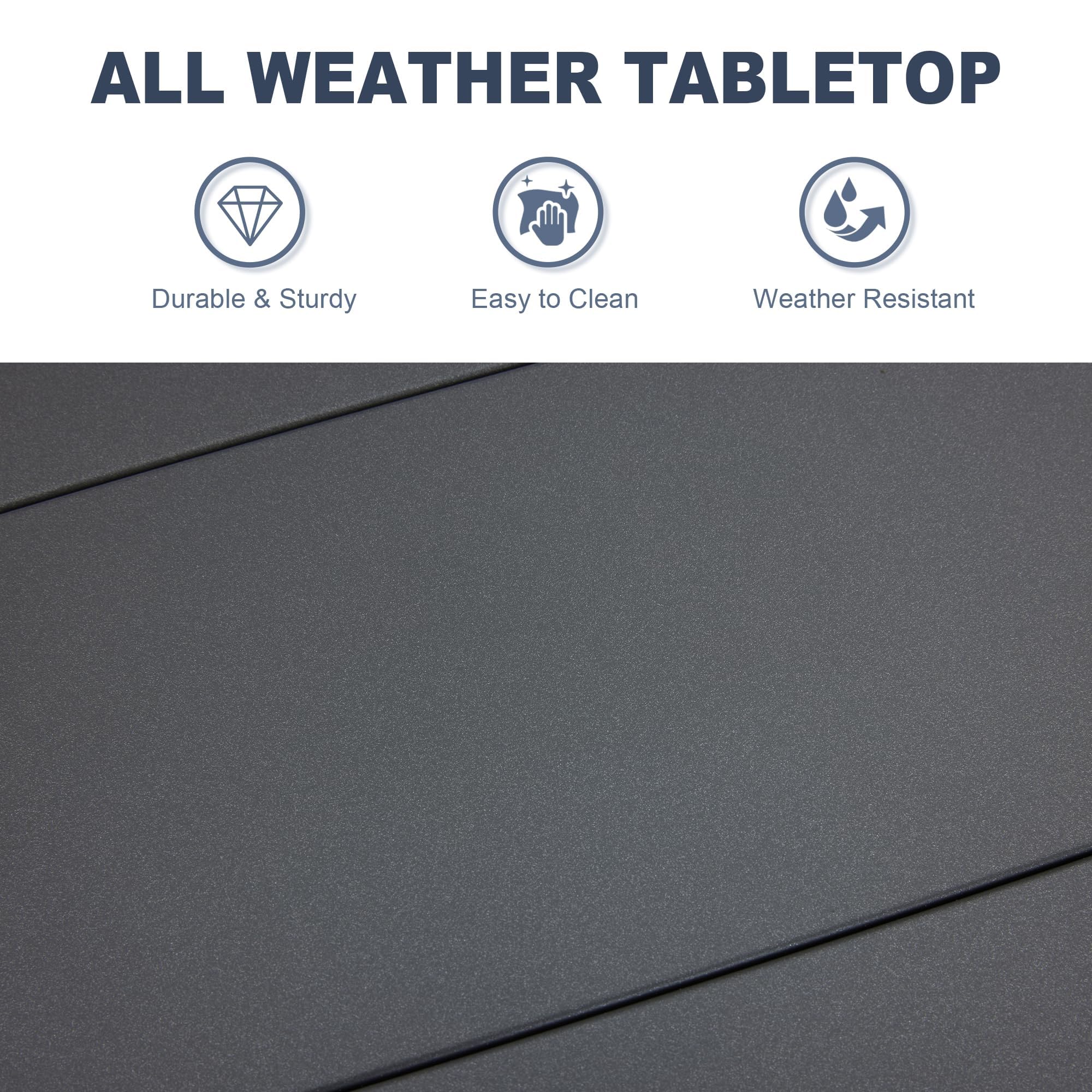 VICLLAX 5-Piece Outdoor Patio Furniture Set - All-Weather Swivel Chairs & Round Dining Table for Backyard, Deck, Garden - Dark Grey - Perfect for Outdoor Entertaining & Relaxation