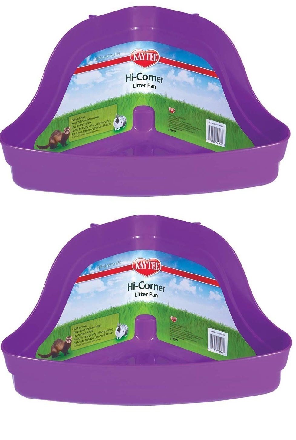 Kaytee Hi-Corner Small Animal Litter Pan - Plastic Rabbit & Guinea Pig Toilet Box for Cage - Perfect for Small Pet Potty Training & Cage Hygiene