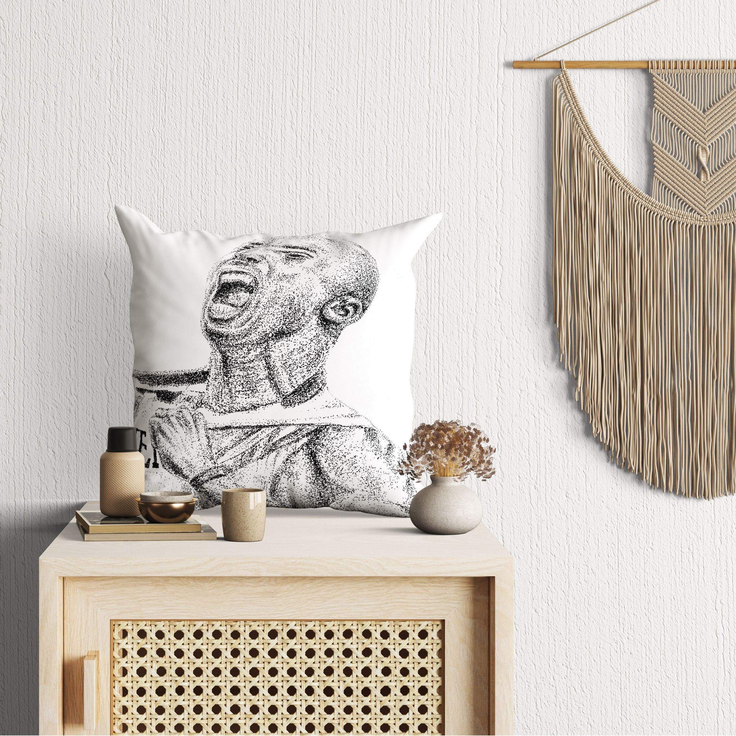 Kobe Bryant Art Throw Pillow Cover - Black & White Modern Square Pillow for Home Decor, Housewarming & Holiday Gift - Perfect for Living Room, Bedroom & Sports Fan Gifts