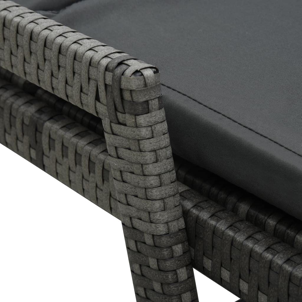 Adjustable Outdoor Sun Lounger with Removable Cushion - Weather-Resistant Gray Poly Rattan Lounge Chair for Patio, Poolside & Garden Relaxation - Perfect for Backyard, Beach & Outdoor Lounging