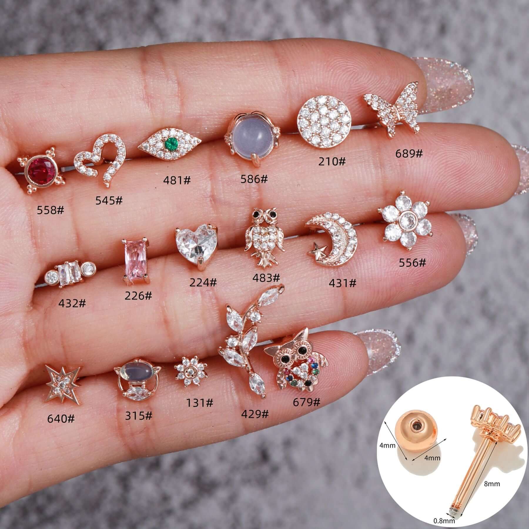 20G Cute Animal Helix Rose Gold Daith Stud Earrings for Women | Cartilage Piercing Jewelry | Perfect for Everyday Wear & Gifts | EGD0558