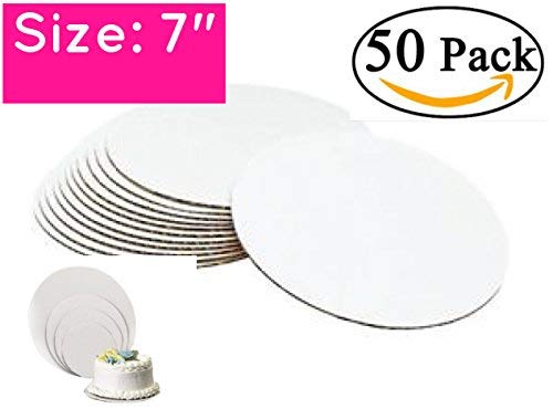 50 Pack 7 Inch Round Cake Boards - Heavy Duty Cardboard Cake Circles for Baking, Pizza & Desserts - Perfect for Cake Decorating, Serving & Display