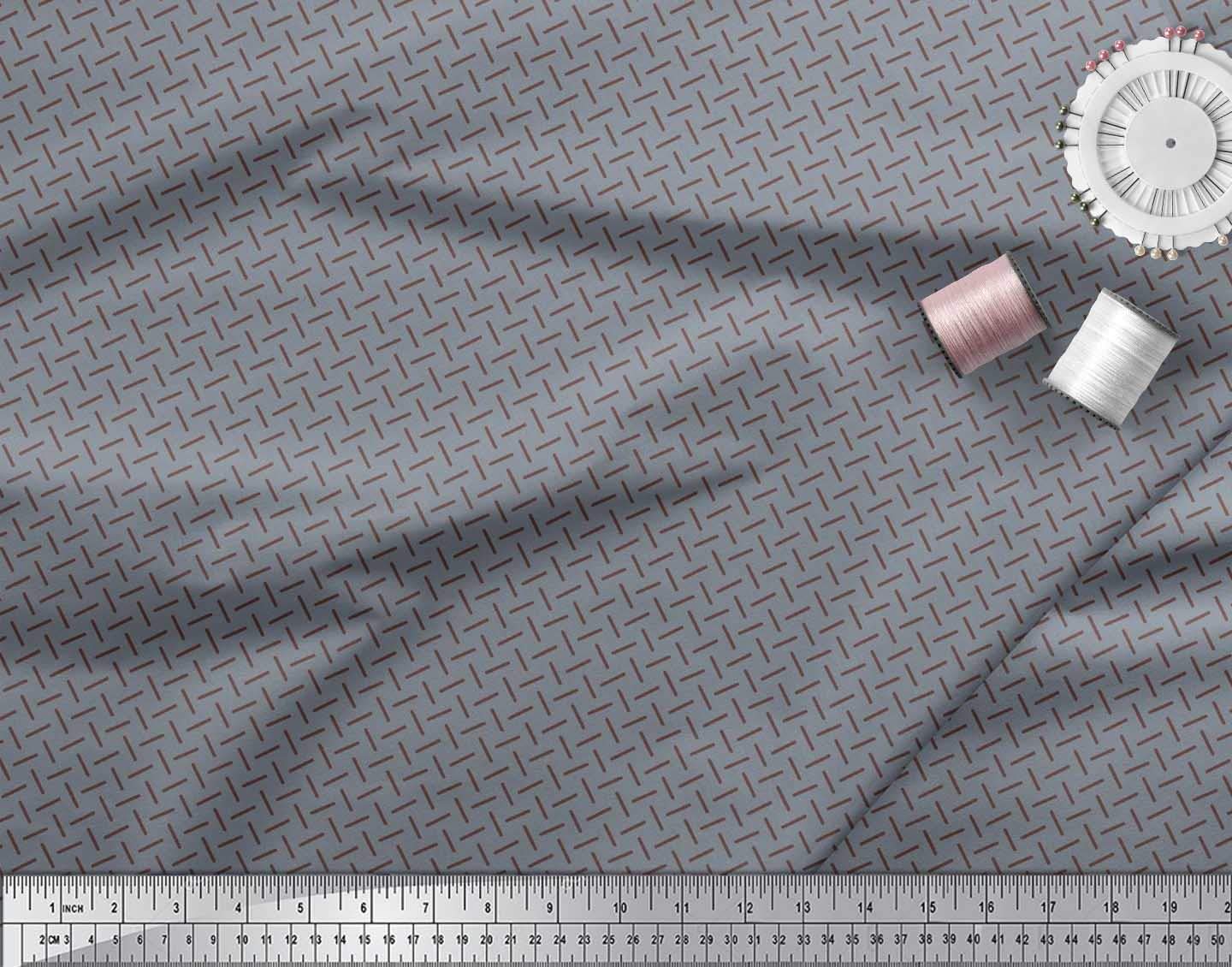 Soimoi Moss Georgette Brown Fabric by The Yard - 42 Inch Wide Diagonal Line Geometric Printed Textile for Fashion, Home Decor & DIY Projects - Trendy Modern Patterns for Dresses, Curtains & Crafts