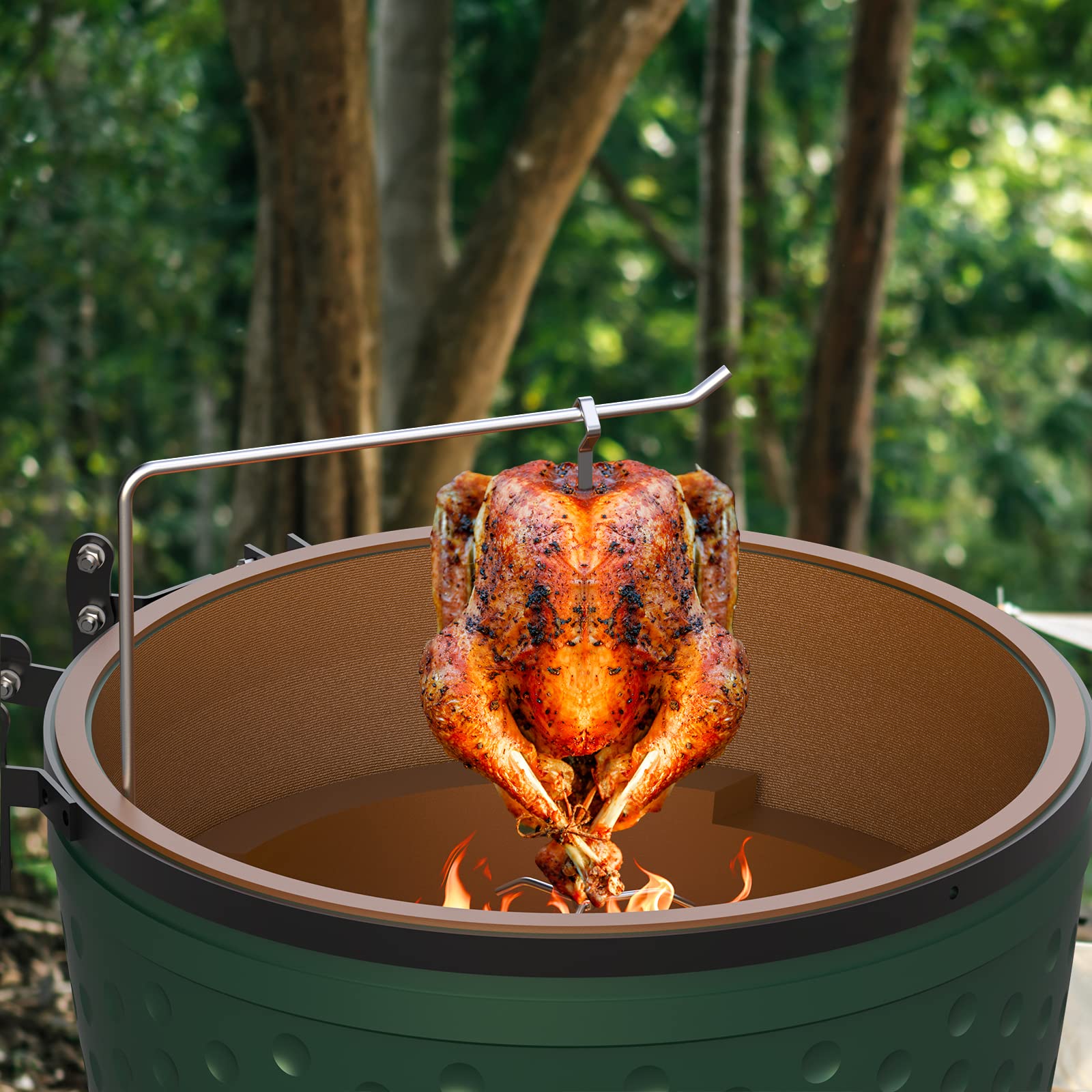 KEESHA Upgraded Turkey Holder - 304 Food-Grade Stainless Steel Poultry Hanger for BBQ & Grilling | Vertical Grill Rack for Smoking Whole Chicken | Includes 3 Sets with Skewers & Bases | Perfect for Backyard BBQ, Camping & Outdoor Cooking