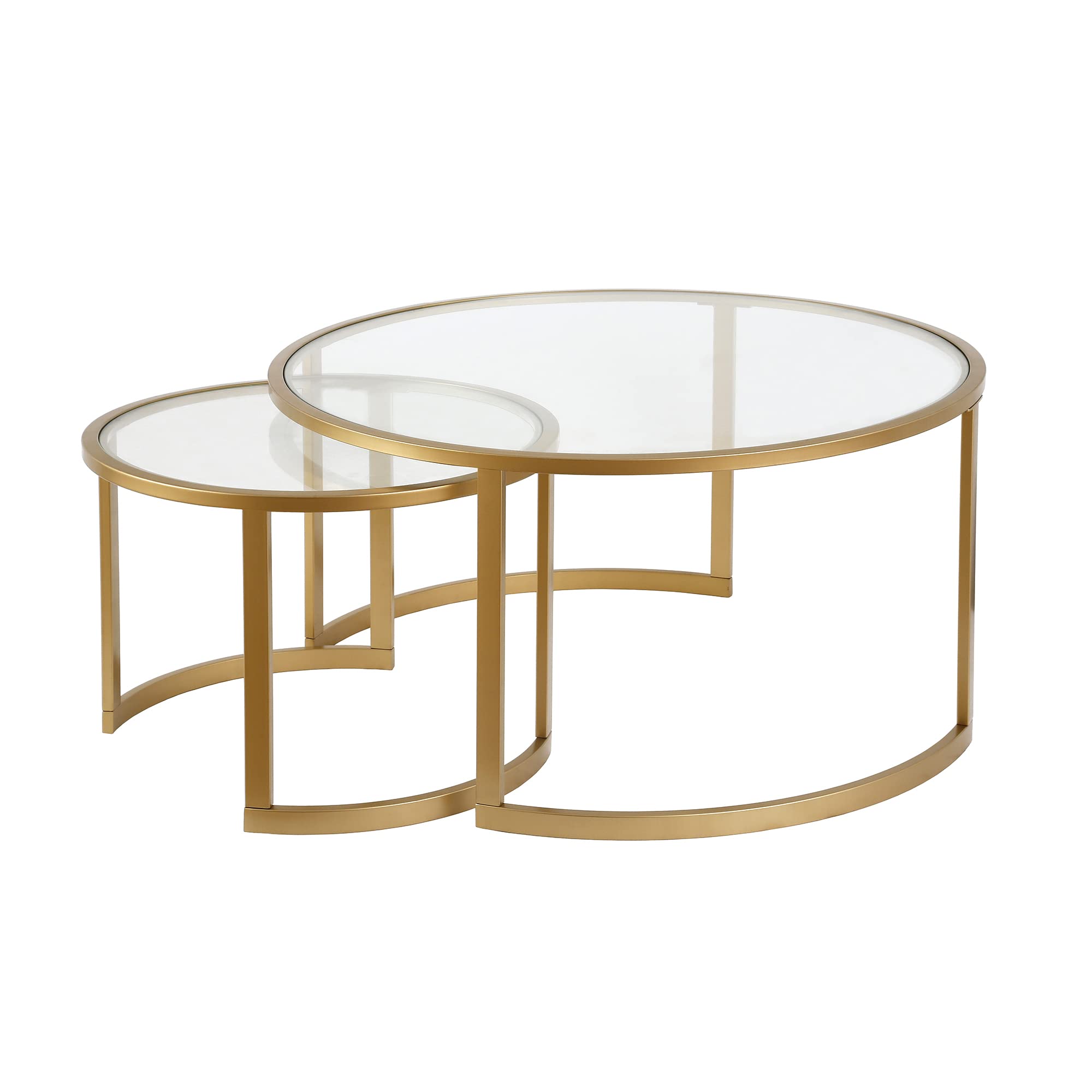 Stylish Mitera Round Nested Coffee Table in Brass - Perfect for Living Room, Lounge & Modern Home Decor