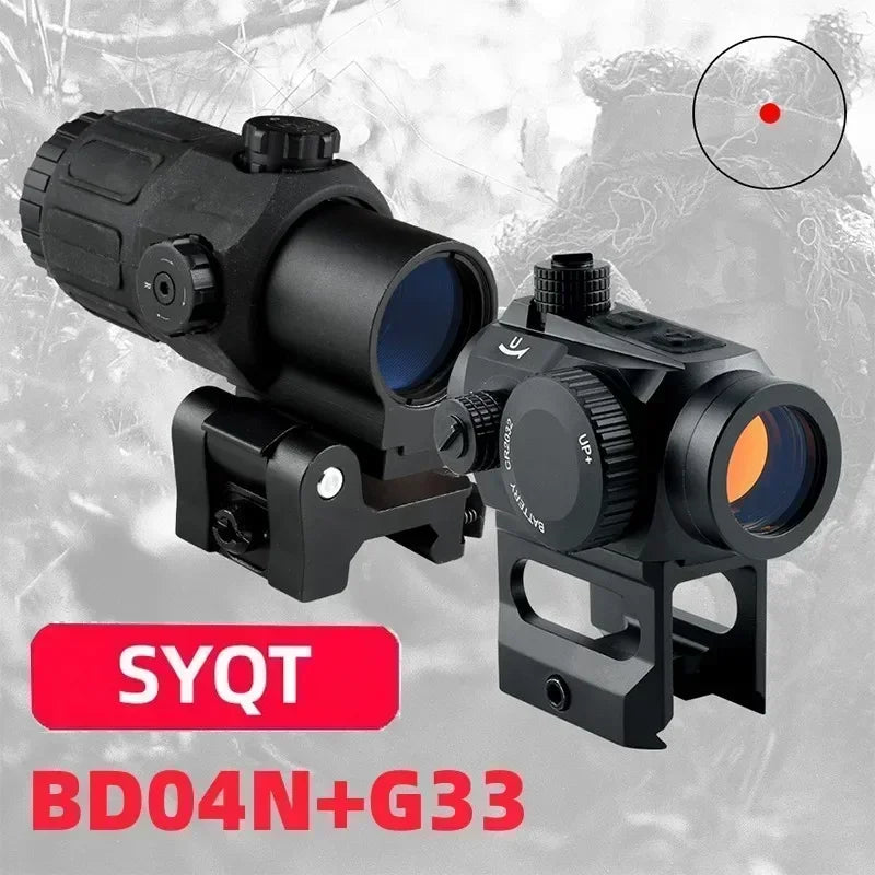 Tactical Red Dot Sight 3X Magnifier Scope - Quick Detach G33 BD04N Reflex Optical Sight for Hunting & Shooting | Perfect for AR-15, Rifle & Tactical Gear Accessories
