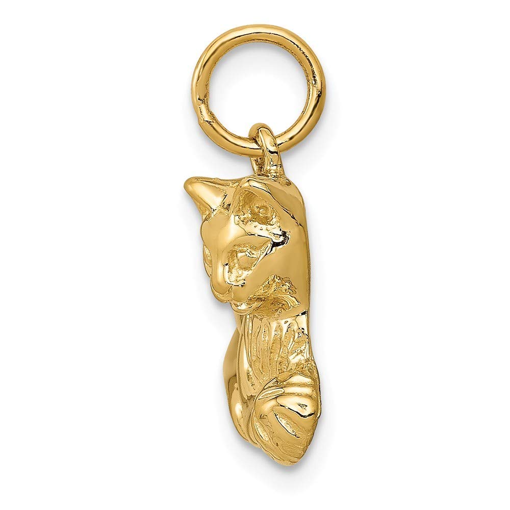 14K Yellow Gold Cat Charm Pendant Necklace - Elegant & Dainty Jewelry for Women - Perfect Gift for Cat Lovers, Birthdays & Anniversaries - Wear Daily or for Special Occasions
