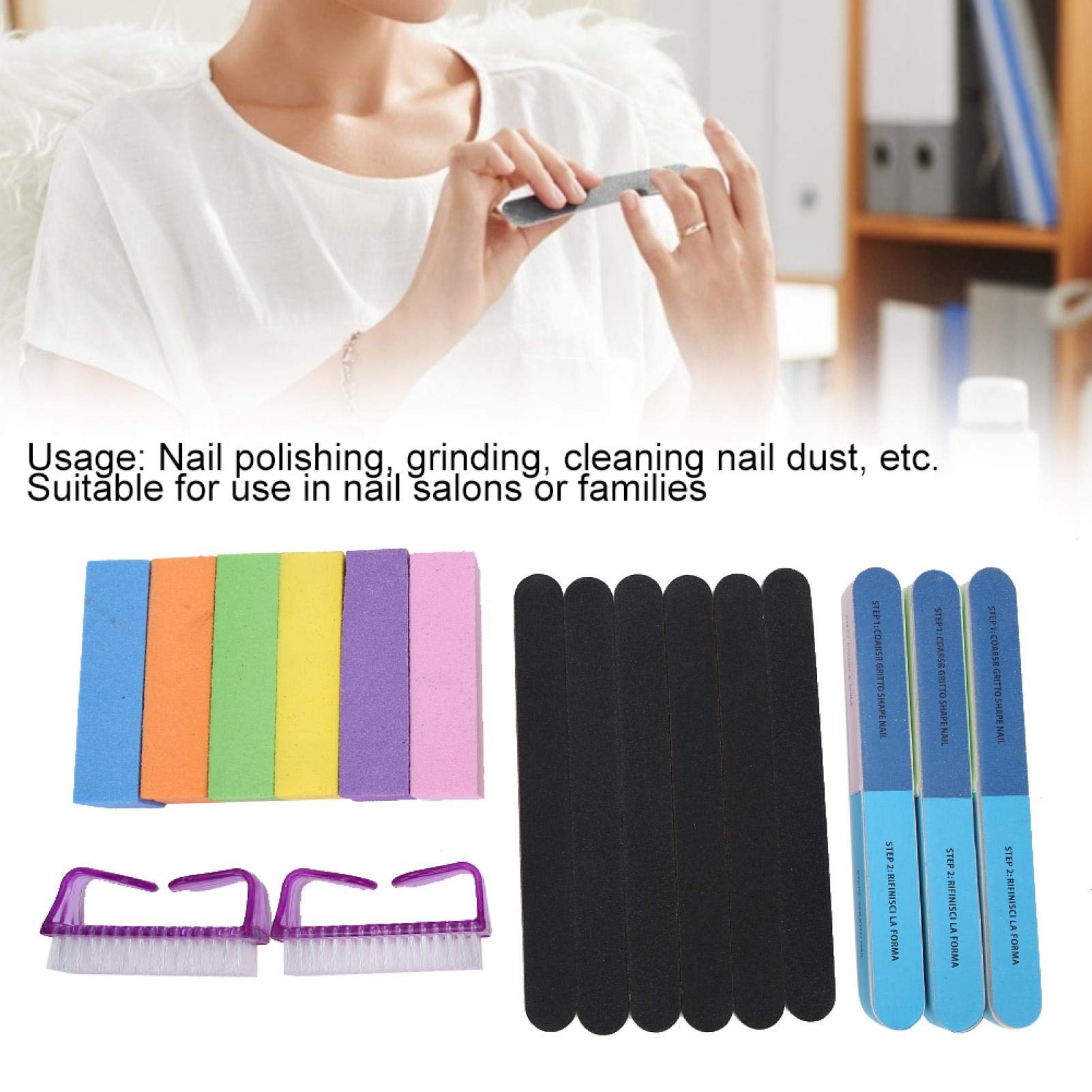 17Pcs Colored Nail Art Grinding Bar Set - Professional Manicure Polishing Tool for Fiberglass & Silk Nails | Perfect for Salon, Home Nail Care & DIY Nail Art Designs