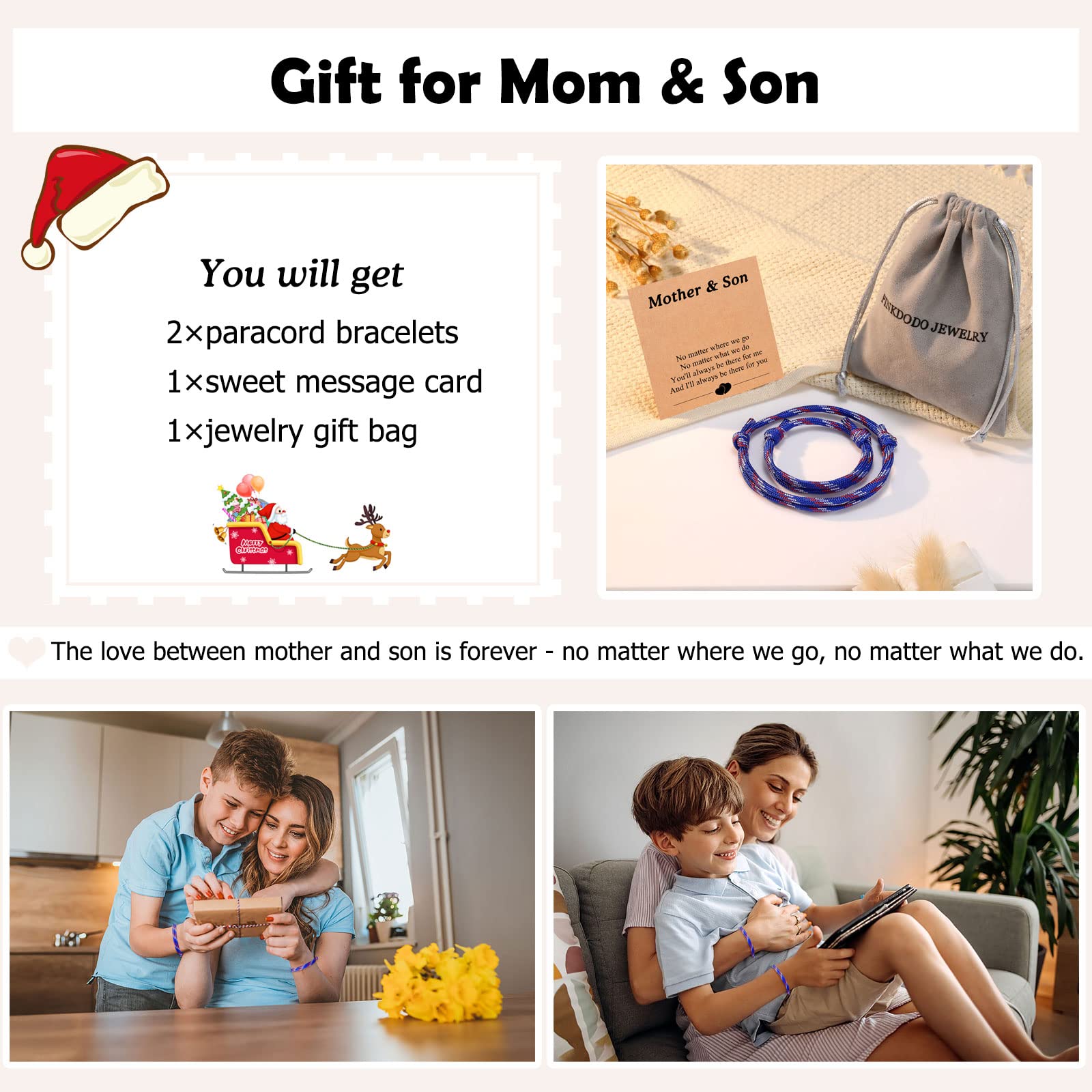 PINK DODO Mother and Son Matching Paracord Bracelets Set - Adjustable Wristbands for Family Bonding, Outdoor Adventures & Special Occasions