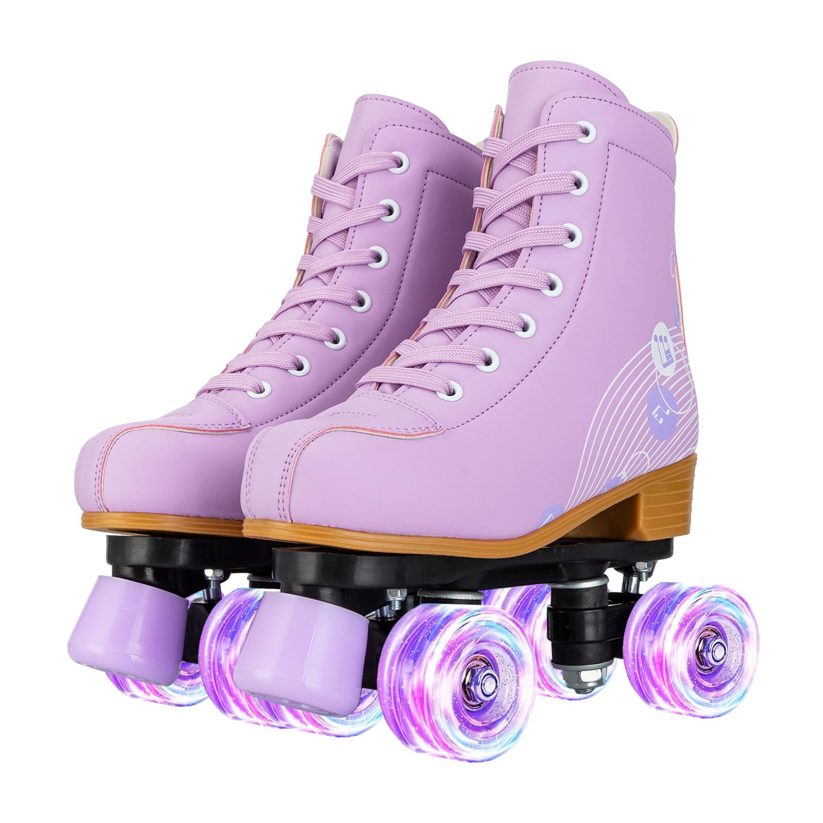 Best Light Up Roller Skates for Girls & Women - Cozy PU Leather Pink & Purple Skates for Indoor & Outdoor Use - Perfect for Youth Beginners Ages 8-12 - Great for Rink, Park, Birthday Gifts & Fitness Fun