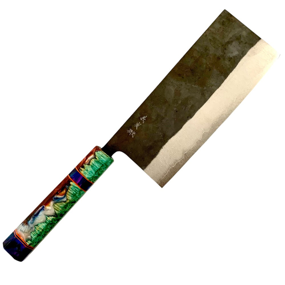 Yoshimi Kato Chinese Chef Knife - Premium Japanese Damascus Steel Cleaver | Tokushu X Jobone Collaboration | Perfect for Sushi, Vegetables & Meat Cutting