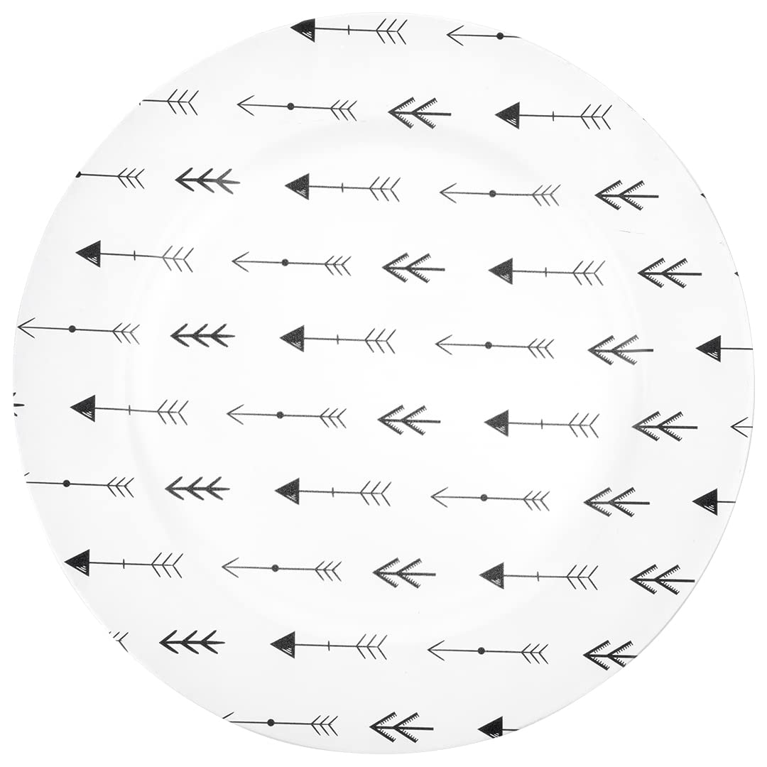 Koyal Wholesale 13-Inch Abstract Acrylic Charger Plates Set of 4 - Heavy Duty Wedding, Birthday Party & Baby Shower Dinnerware - Woodland Arrows Design for Elegant Table Settings & Special Events
