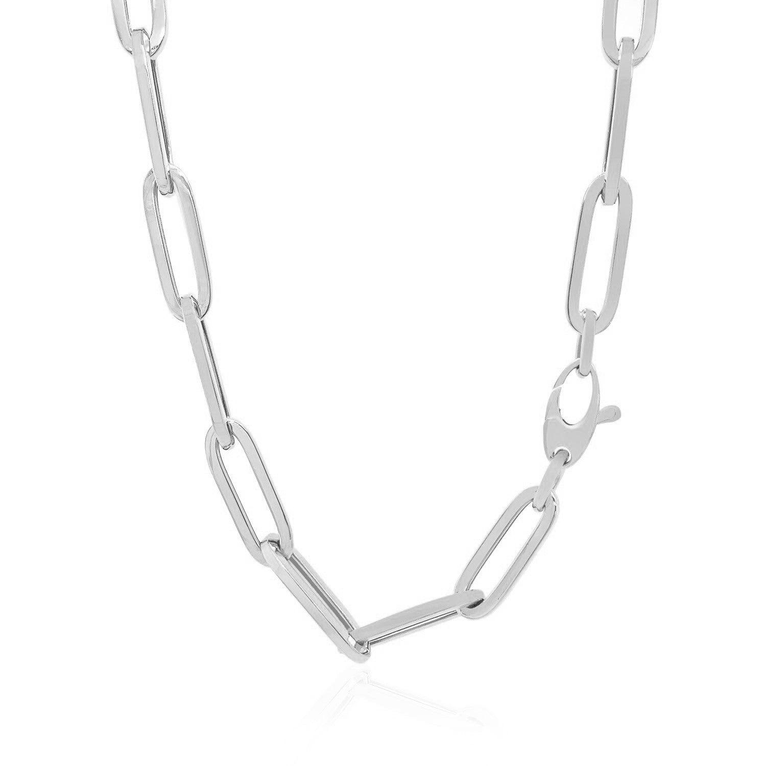 14K White Gold 6.1mm Wide Paperclip Chain Necklace for Women - Elegant Layering Jewelry for Daily Wear, Gift Giving & Special Occasions