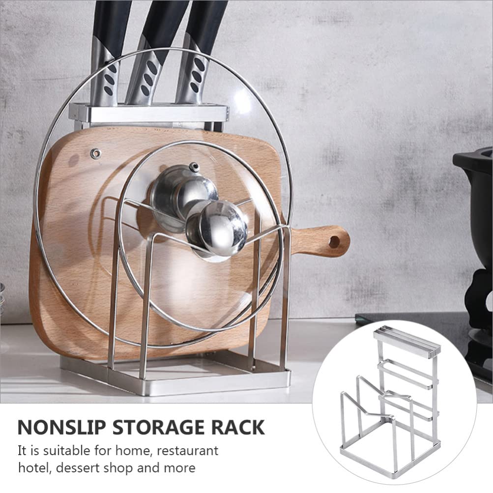 UPKOCH Stainless Steel Kitchen Utensil Holder - Organizer for Cutting Boards, Pots, Pans & Lids - Space Saving Cutlery Storage Rack for Kitchen Countertop - Perfect for Home, Dining & Restaurant Use
