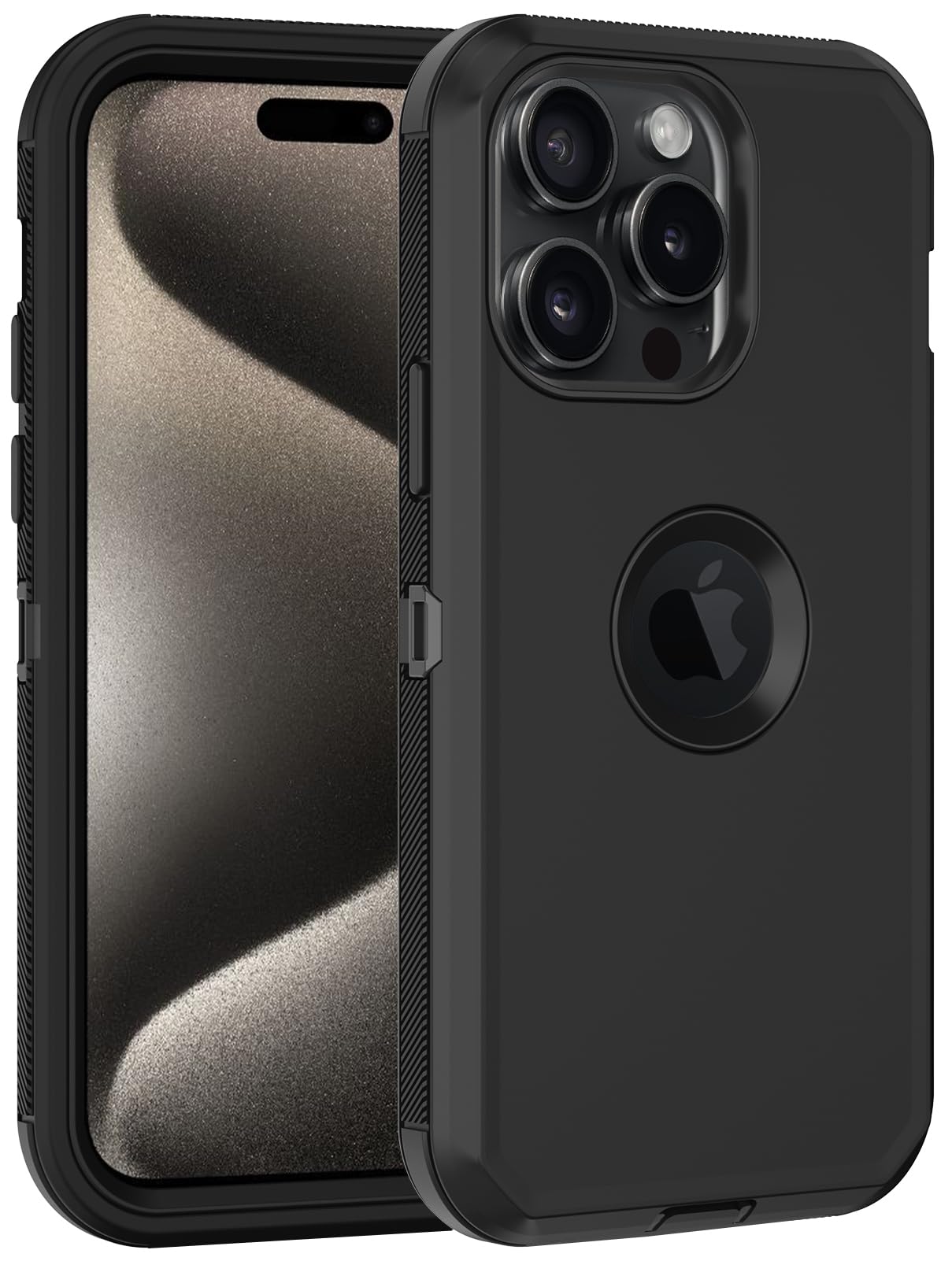 Rugged Shockproof iPhone 15 Pro Max Case with Built-in Screen Protector | Heavy Duty Drop Protection | Full Body Dustproof Protective Cover for Apple iPhone 15 Pro Max 6.7