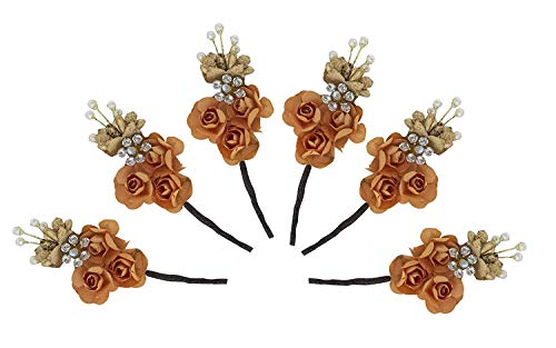 Elegant Orange Bridal Hair Flower Pins for Women & Girls - Perfect for Weddings, Prom, Parties & Special Occasions