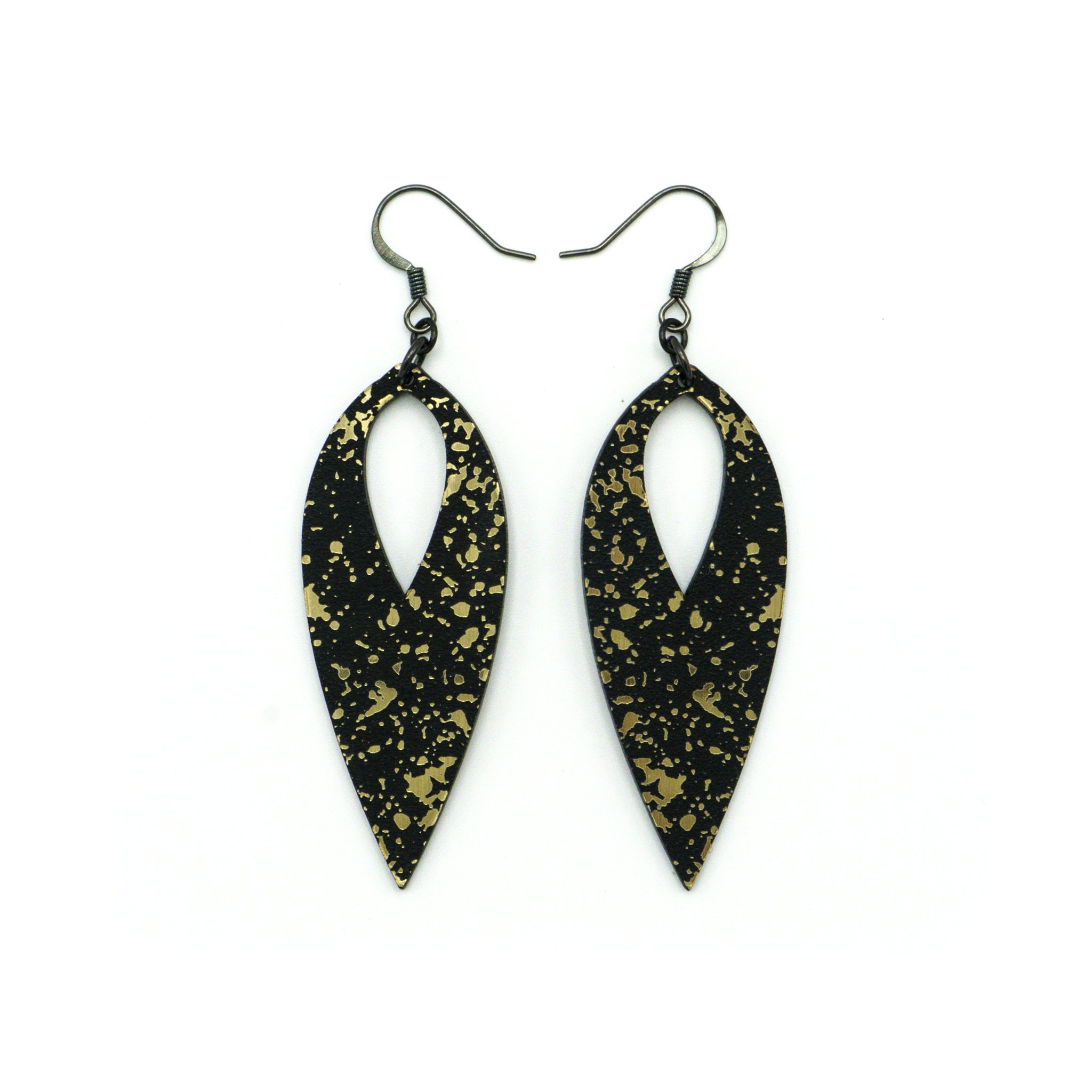Nativas 24R Acrylic Earrings - Brushed Gold & Black Hoop Earrings for Women | Trendy Fashion Jewelry for Parties, Work & Everyday Wear