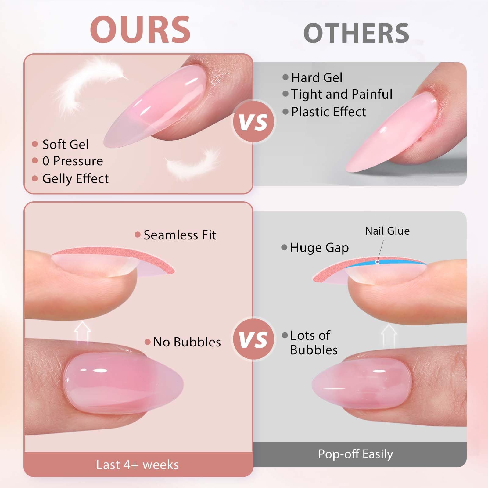 BTArtbox Almond Nail Tips - 150pcs Medium Fake Nails Kit with Soft Gel, Nail Glue, Top Coat & UV Lamp | Pre-Colored Press On Nails for DIY Nail Art | Perfect for Home Manicure, Salon Use & Special Occasions