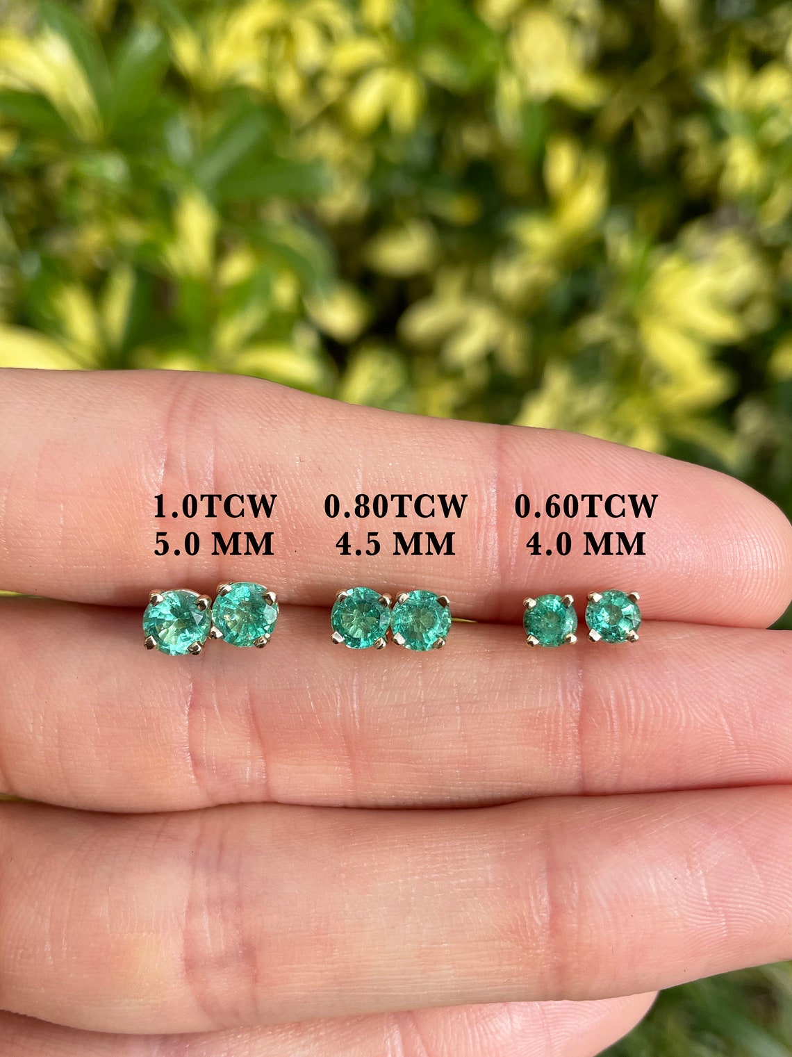 1.0tcw Timeless Green Emerald Round Cut Prong Earrings 14K Gold - Elegant Jewelry for Weddings, Parties & Special Occasions